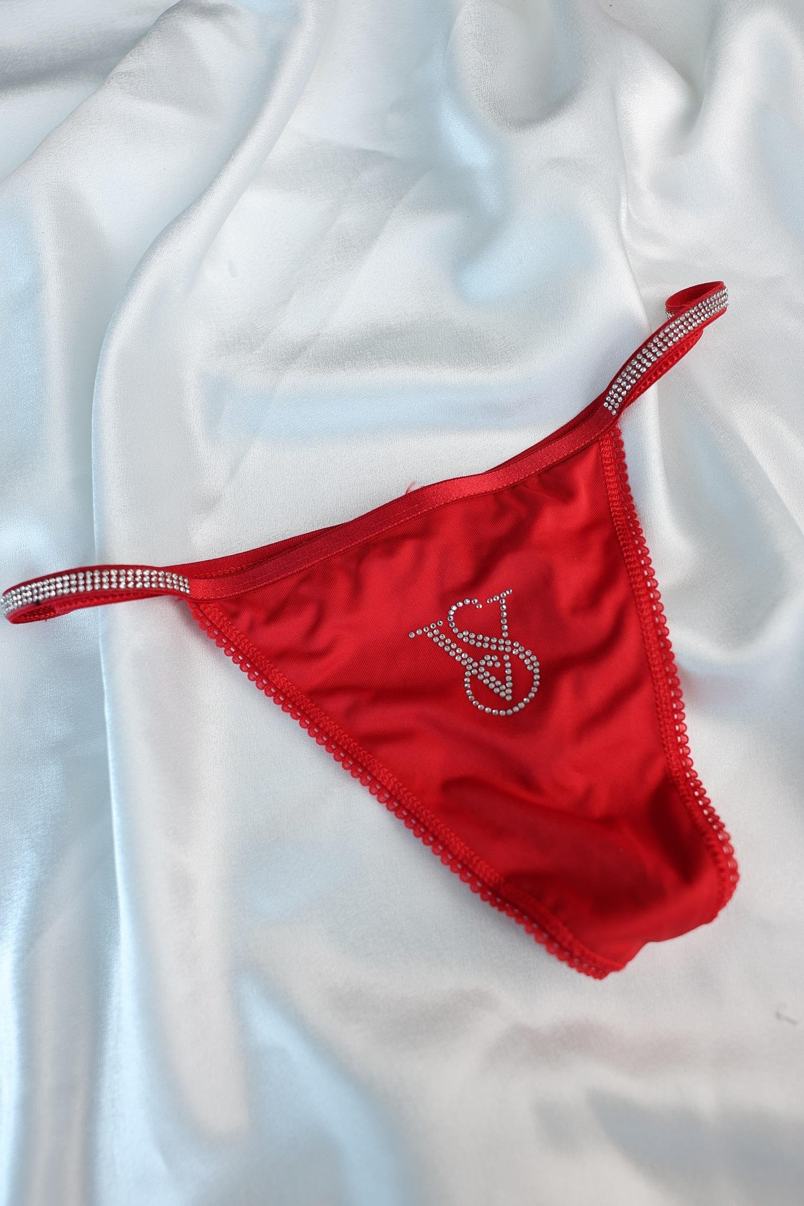 Külot/TangaVs Baskılı Yan Taşlı İp Tanga