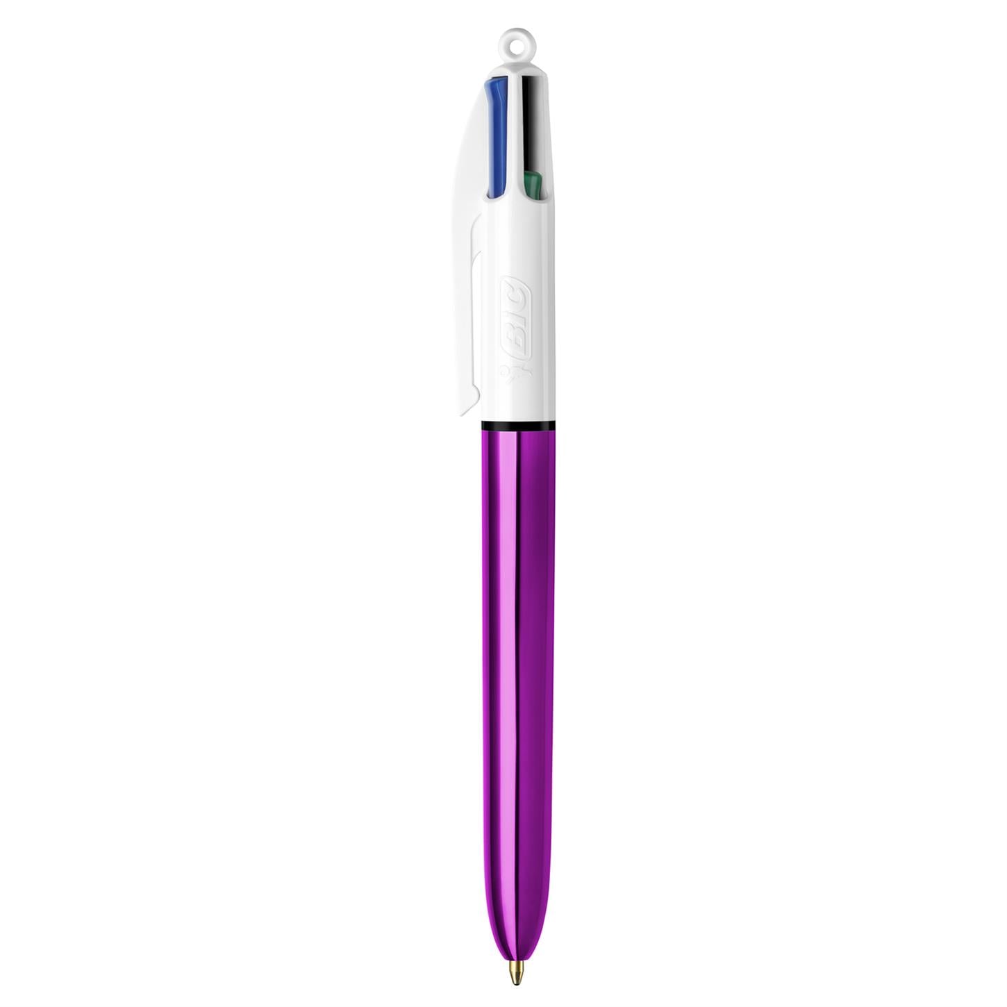 Bic 4 Colours Shine Tükenmez Kalem, Mekanizmalı 4 Renkli, Mor Gövde