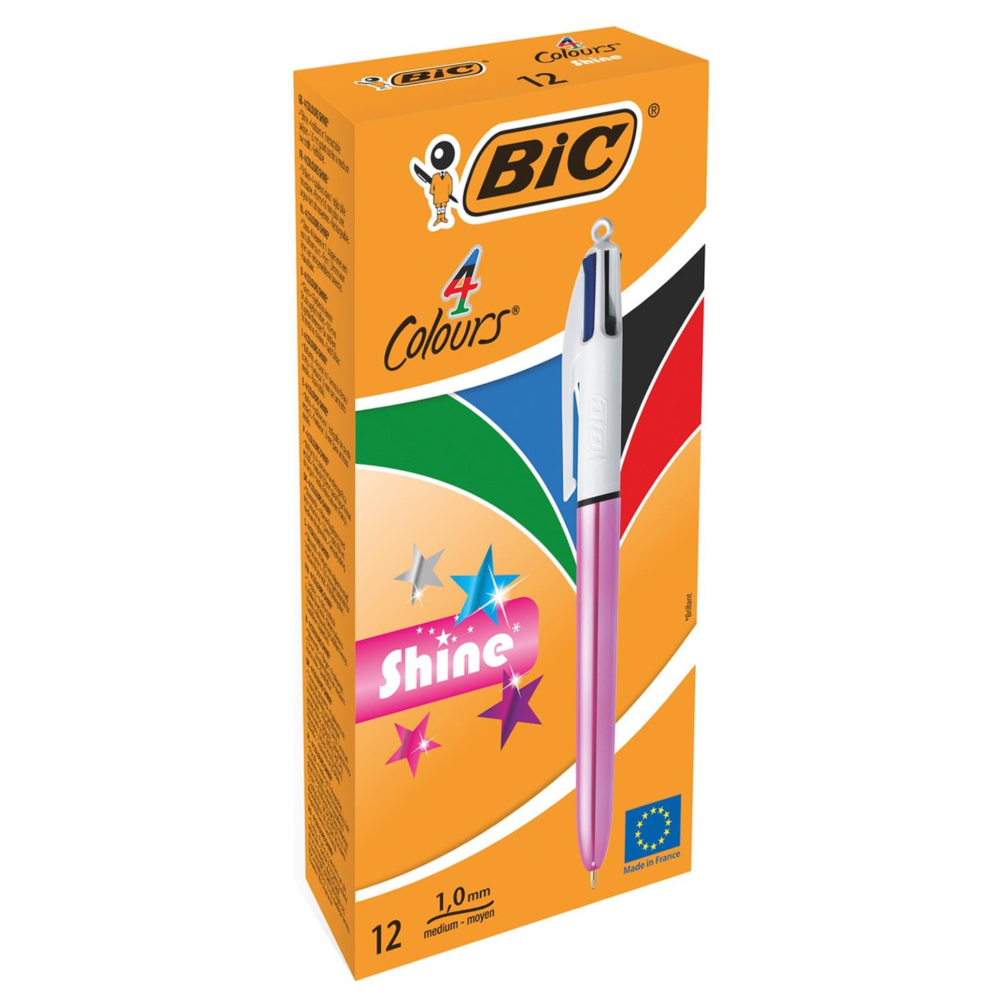 Bic 4 Colours Shine Tükenmez Kalem Mekanizmalı  4 Renkli 12li Kutu Pembe Gövde