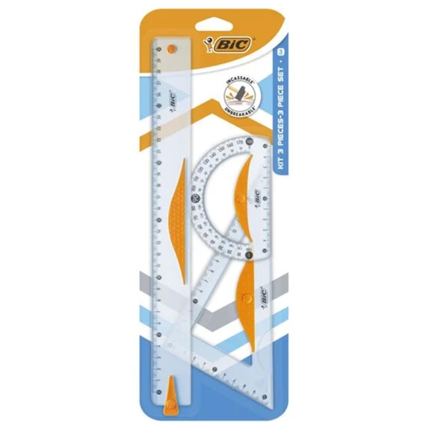 Bic Çizim Seti 30 cm 3lü Blister Şeffaf