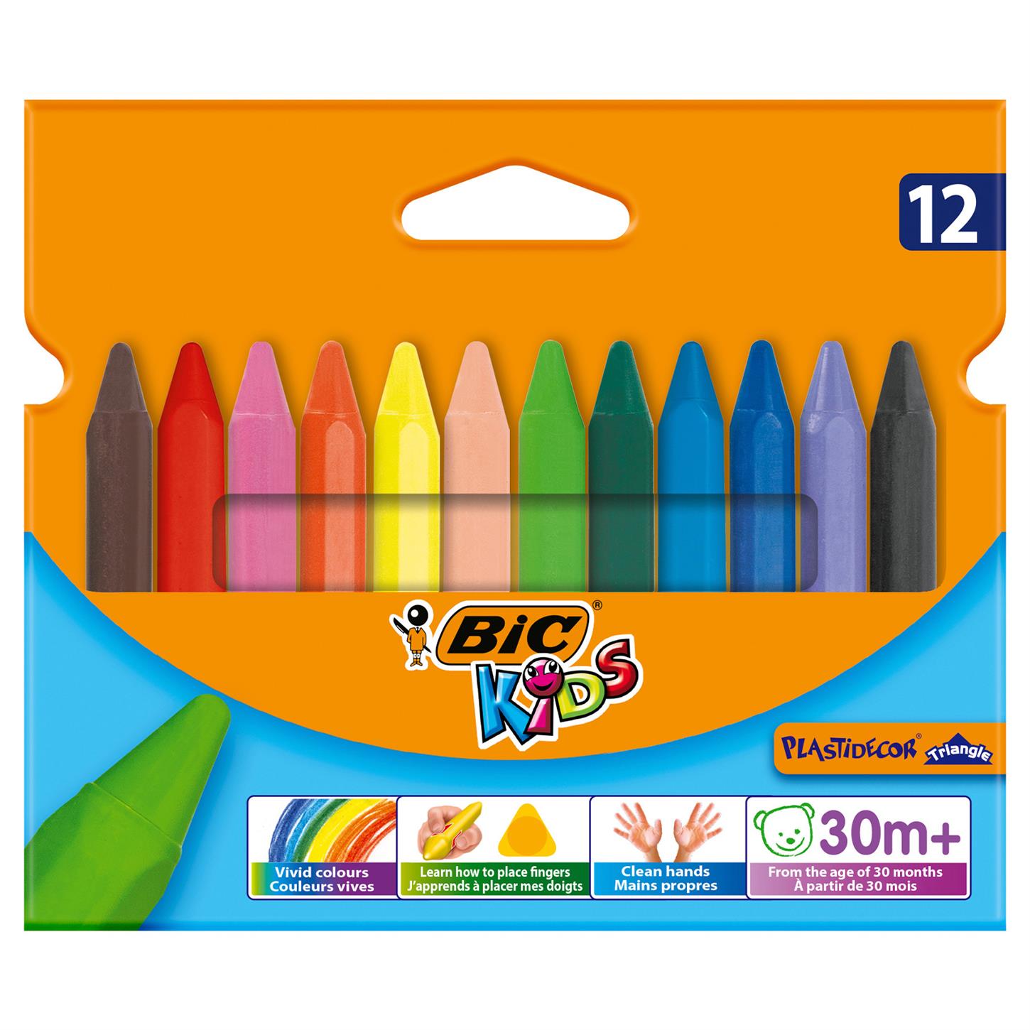 Bic Elleri Kirletmeyen Üçgen Pastel Boya, 12 Renk