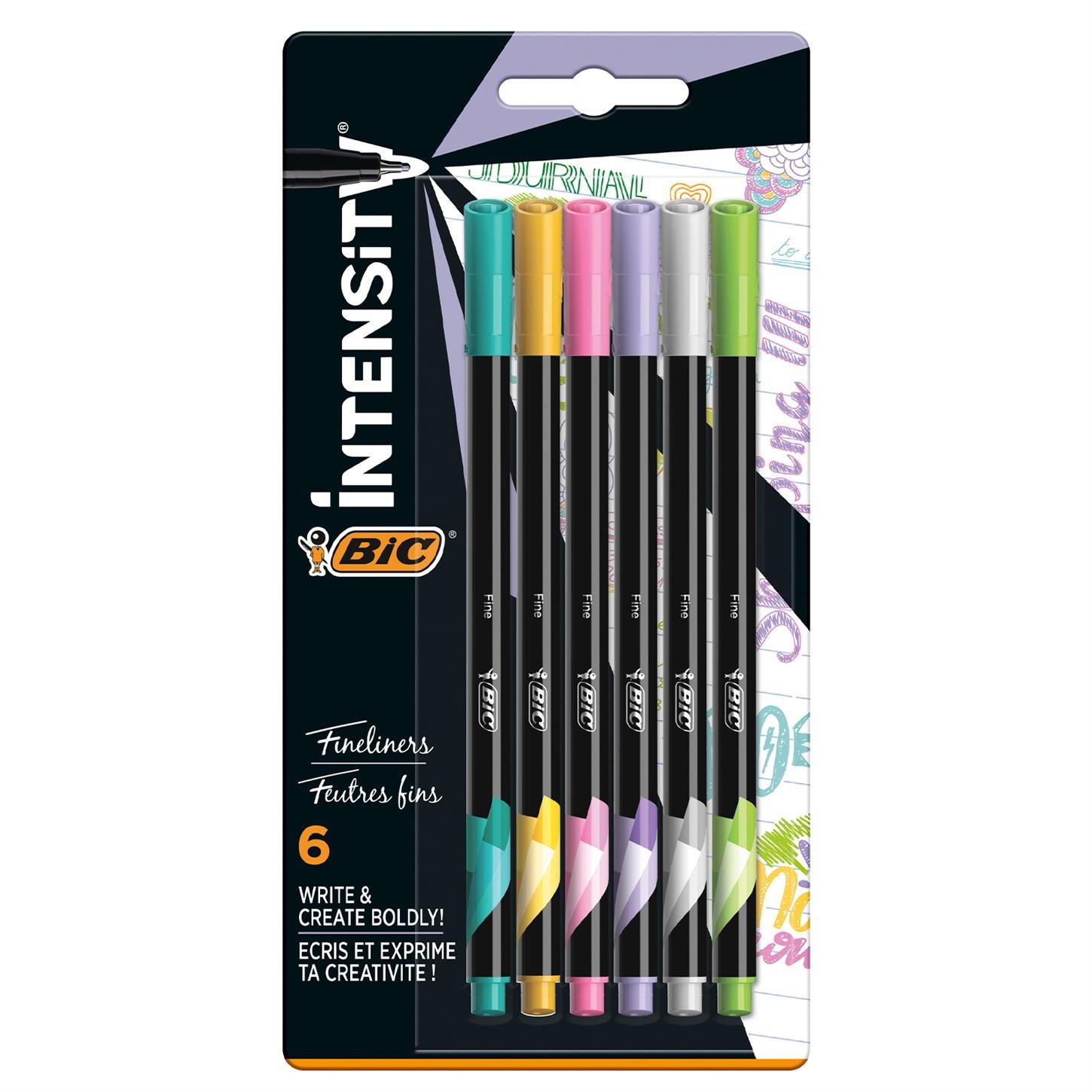 Bic Intensıty Fıne Lıner Keçe Uçlu Kalem, 6'lı   Blister, Pastel Renkler