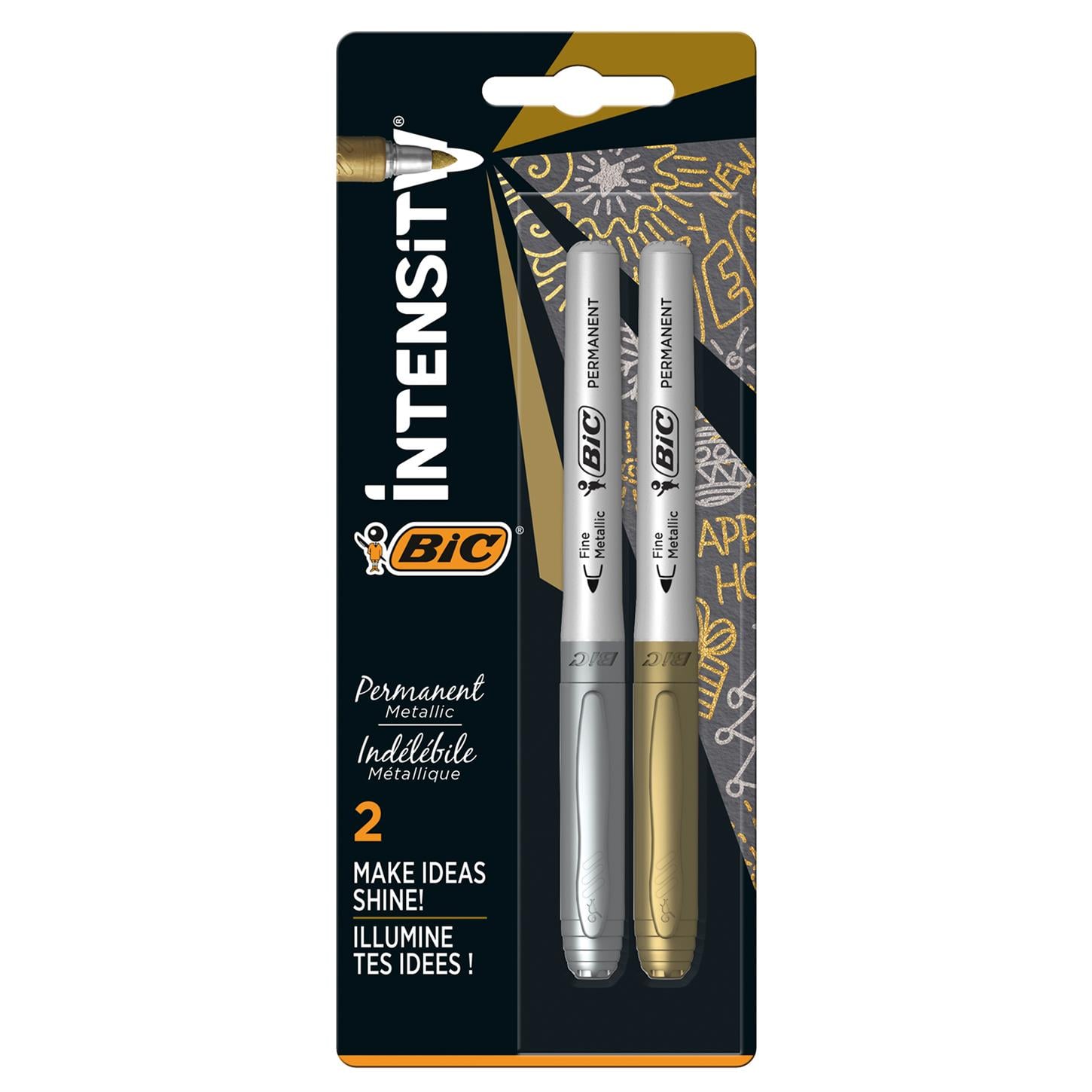 Bic Intensıty Permanent Markör Kalem, 2'li Blister Altın - Gümüş