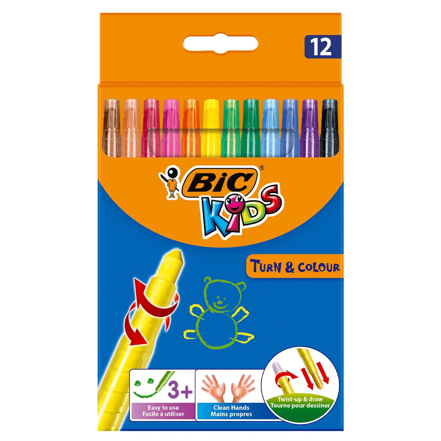 Bic Kıds Çevirmeli Pastel Boya, 12 Renk