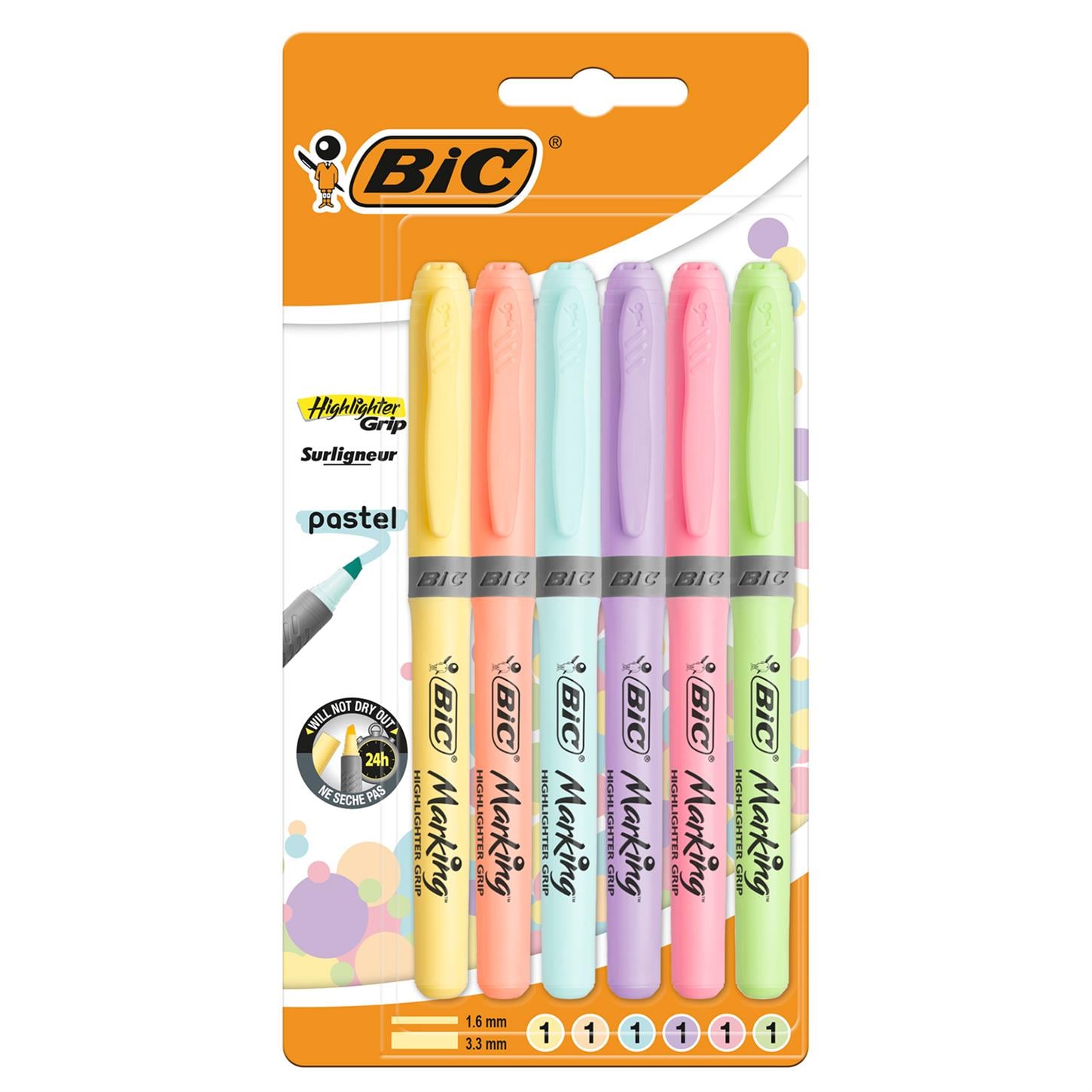 Bic Markıng Hıghlıghter Grıp Fosforlu Kalem 6lı  Blister Pastel Renkler