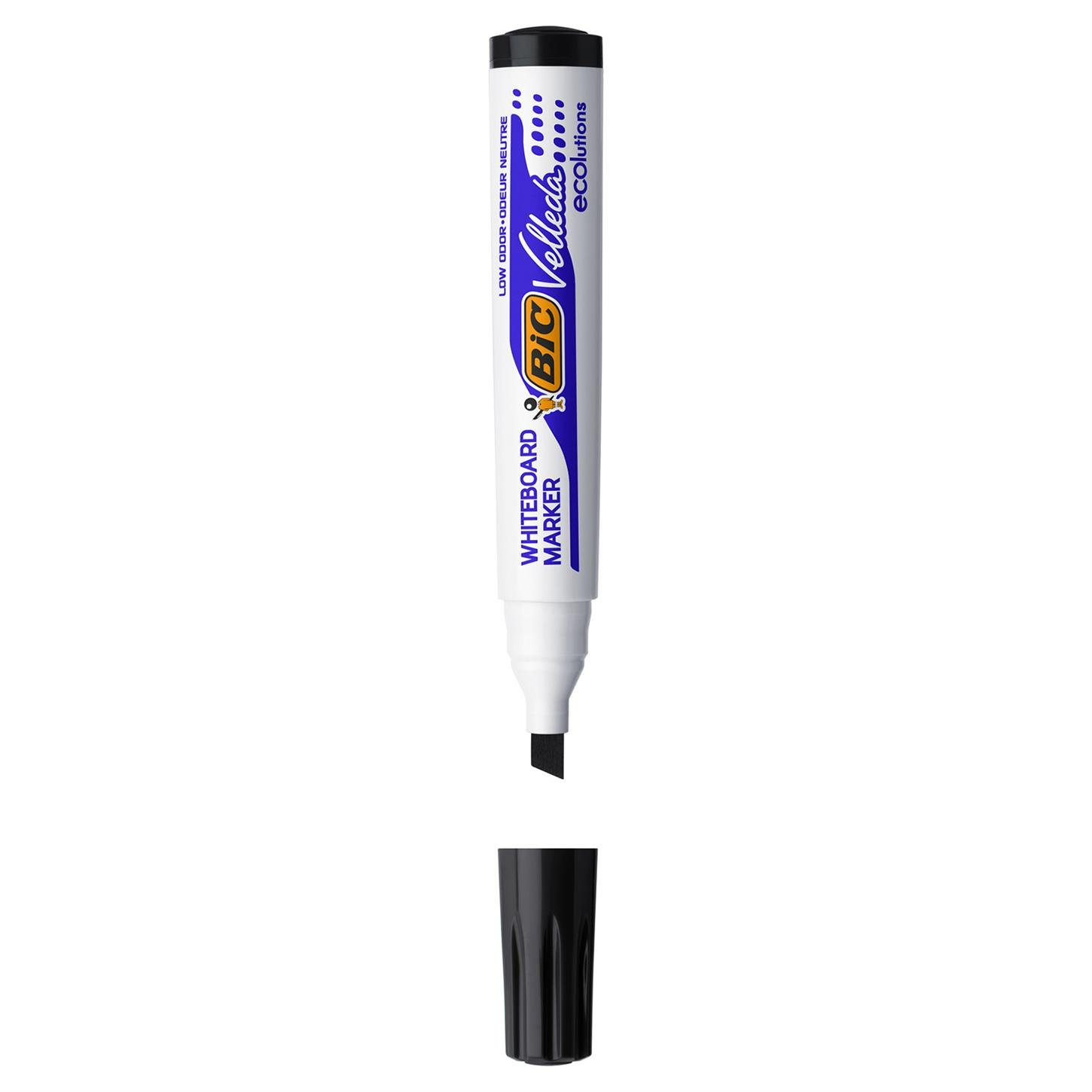 Bic Vellada 1751 Eco Beyaz Tahta Kalemi, Kesik Uç, Siyah