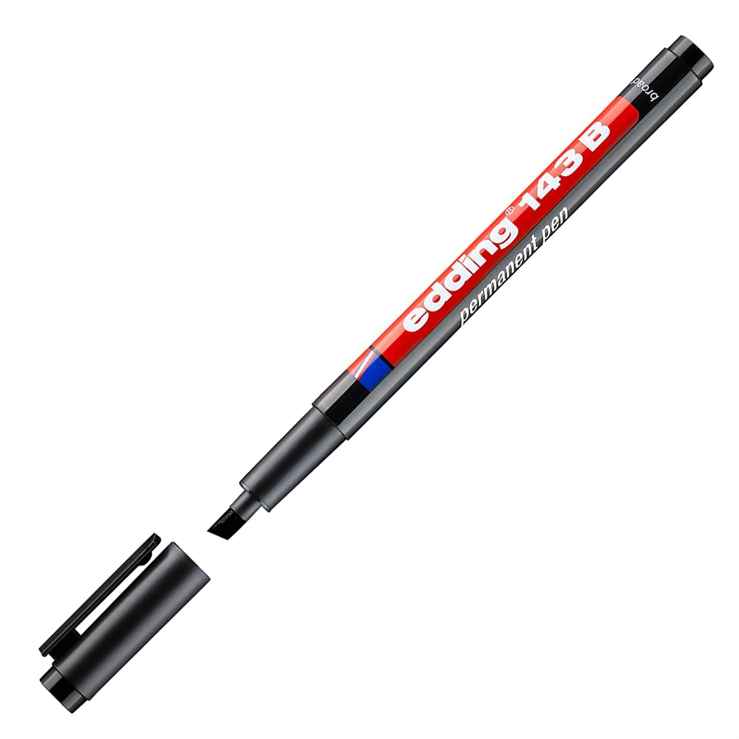 Edding 143 B Çok Amaçlı Asetat Kalemi - Permanent  Kesik Uç 1-3 mm Siyah