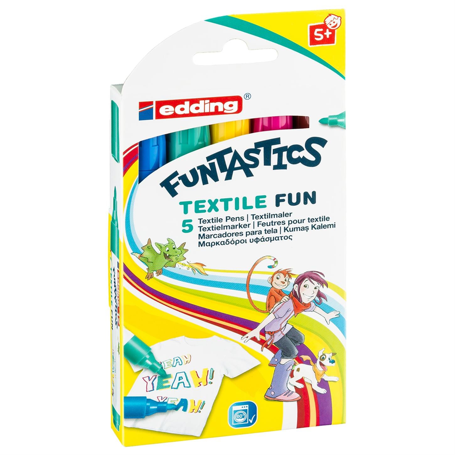 Edding 17 Funtastıcs Textıle Fun Çocuklar İçin Kumaş Boyama Kalemi 5li Set Karışık