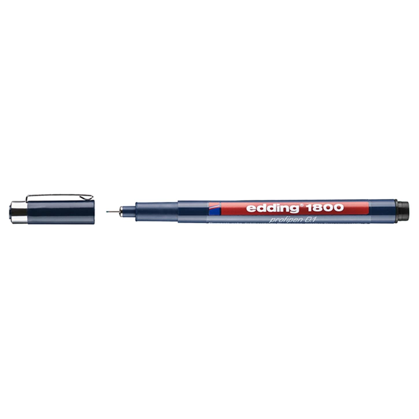 Edding 1800 Teknik Çizim Kalemi Plastik Uç 0.1 mm  Siyah