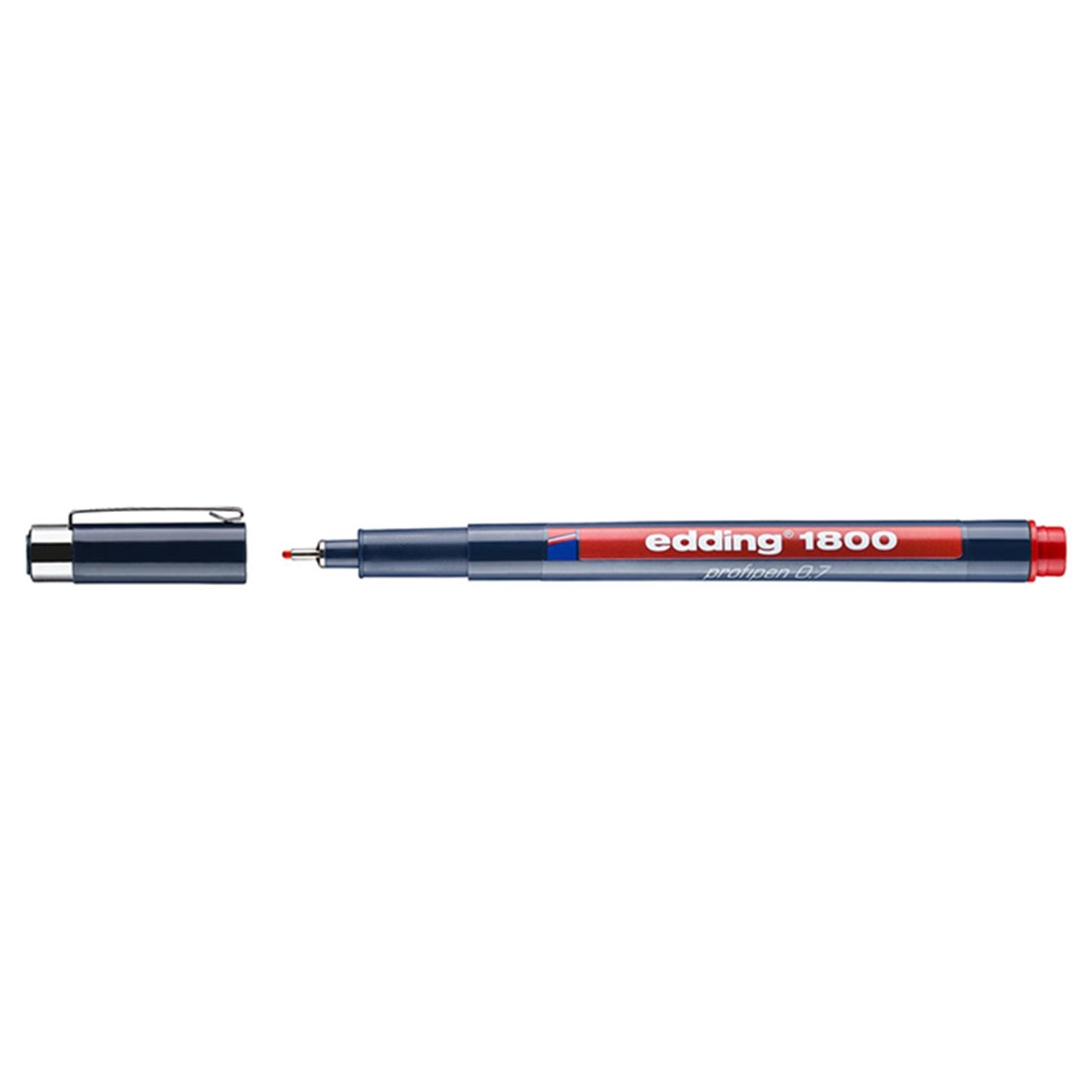 Edding 1800 Teknik Çizim Kalemi Plastik Uç 0.7 mm  Kırmızı
