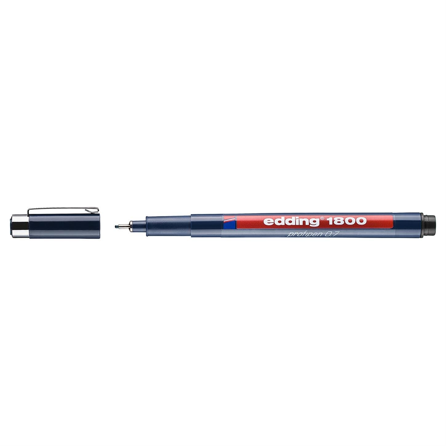 Edding 1800 Teknik Çizim Kalemi Plastik Uç 0.7 mm  Siyah