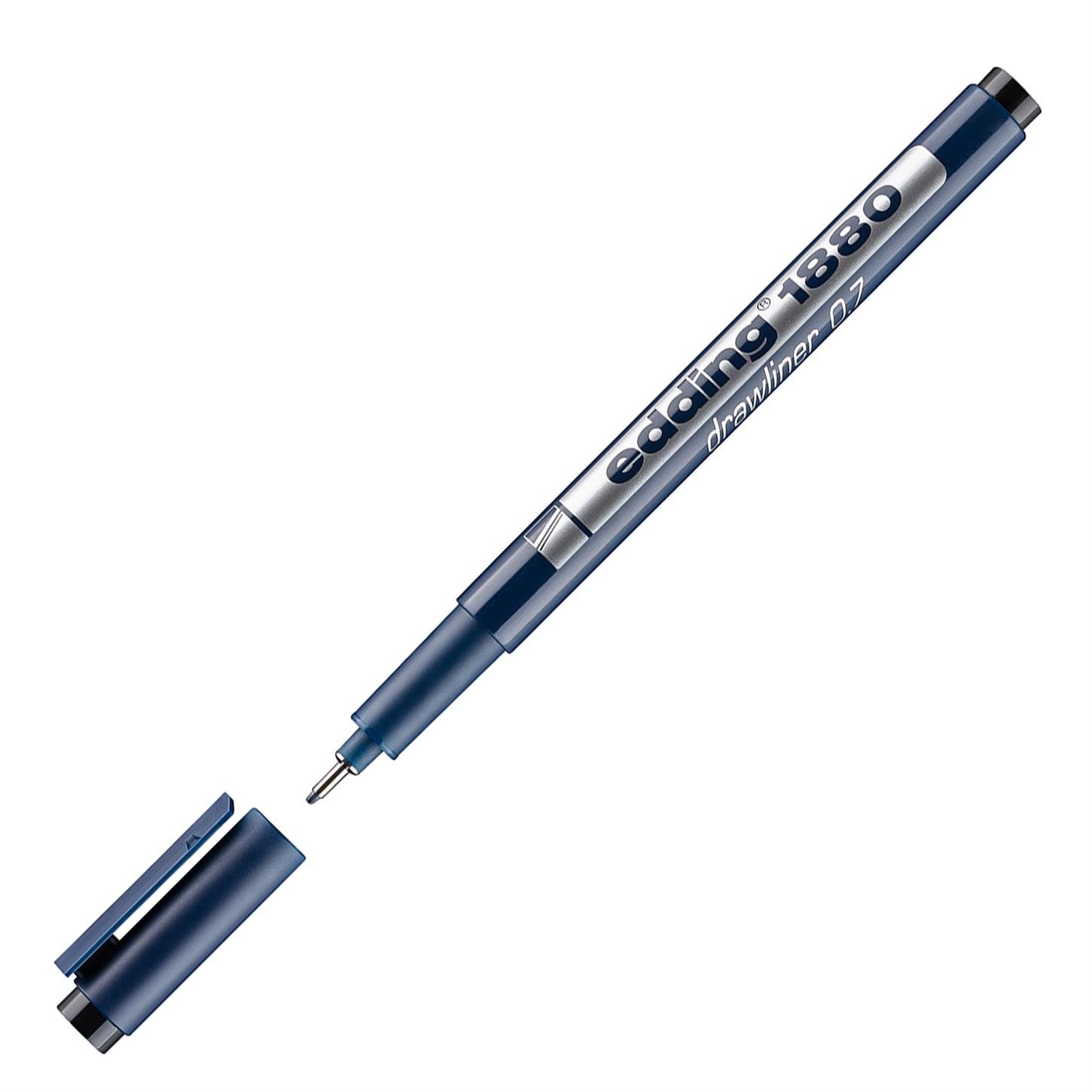 Edding 1880 Teknik Çizim Kalemi Plastik Uç 0.7 mm  Siyah