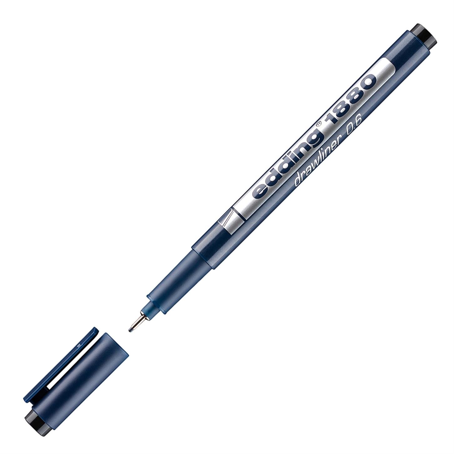 Edding 1880 Teknik Çizim Kalemi Plastik Uç 0.6 mm  Siyah