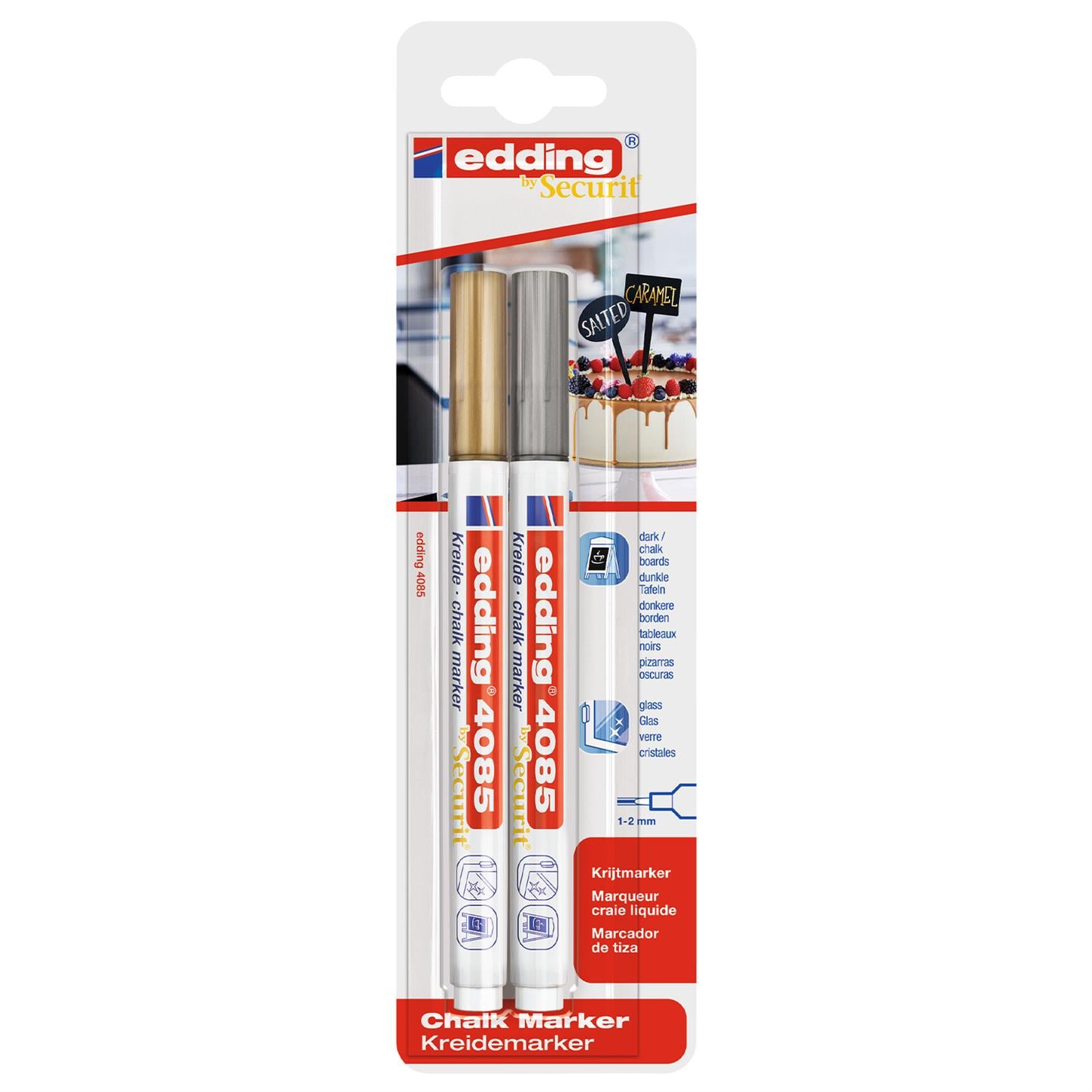 Edding 4085 Likit Tebes¸ir Kalemi, İkili Blister,  Karışık