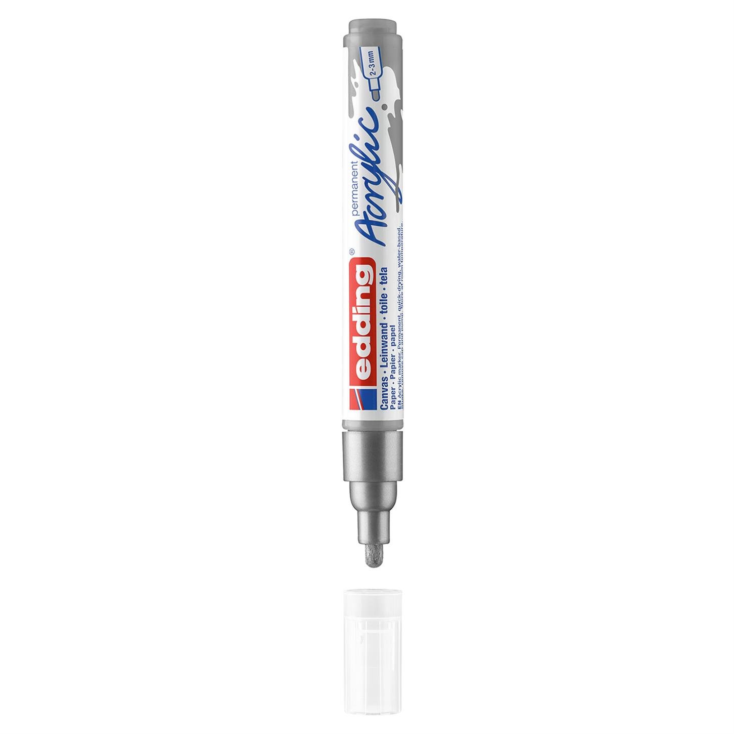 Edding 5100 Orta Uçlu Akrilik Markör Yuvarlak Uç 2-3 mm Gümüş Mat