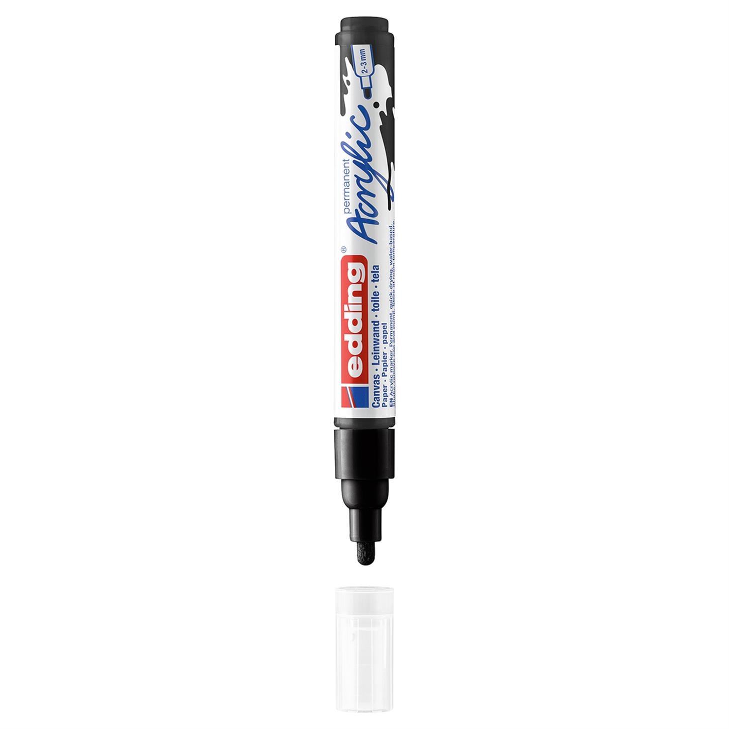 Edding 5100 Orta Uçlu Akrilik Markör Yuvarlak Uç 2-3 mm Siyah Mat