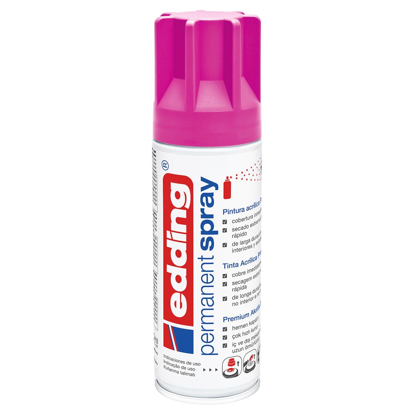 Edding 5200 Permanent Sprey Premium Akrilik Boya (200 ml) Telemagenta Mat