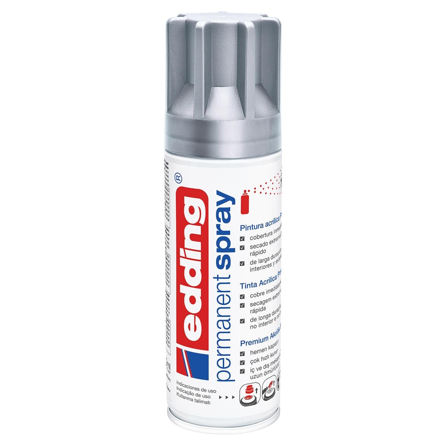 Edding 5200 Permanent Sprey Premium Akrilik Boya (200 ml) Gümüş Mat