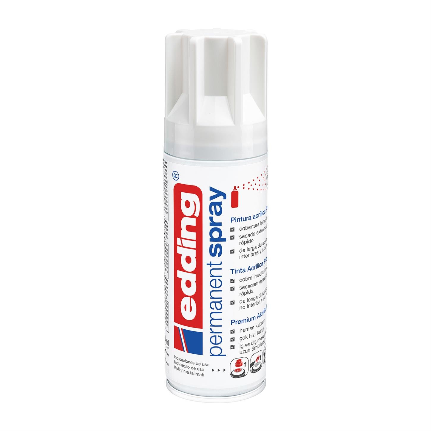 Edding 5200 Permanent Sprey Premium Akrilik Boya  (200 ml) Trafik Beyaz Parlak