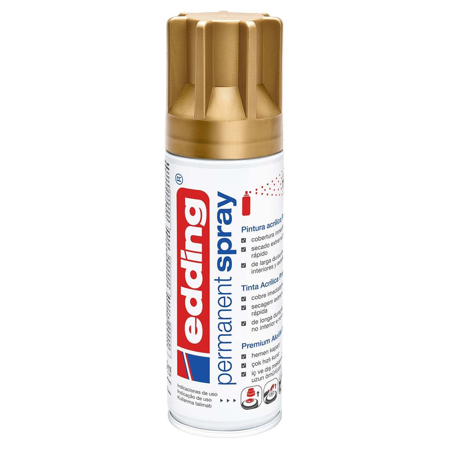 Edding 5200 Permanent Sprey Premium Akrilik Boya (200 ml) Altın Mat