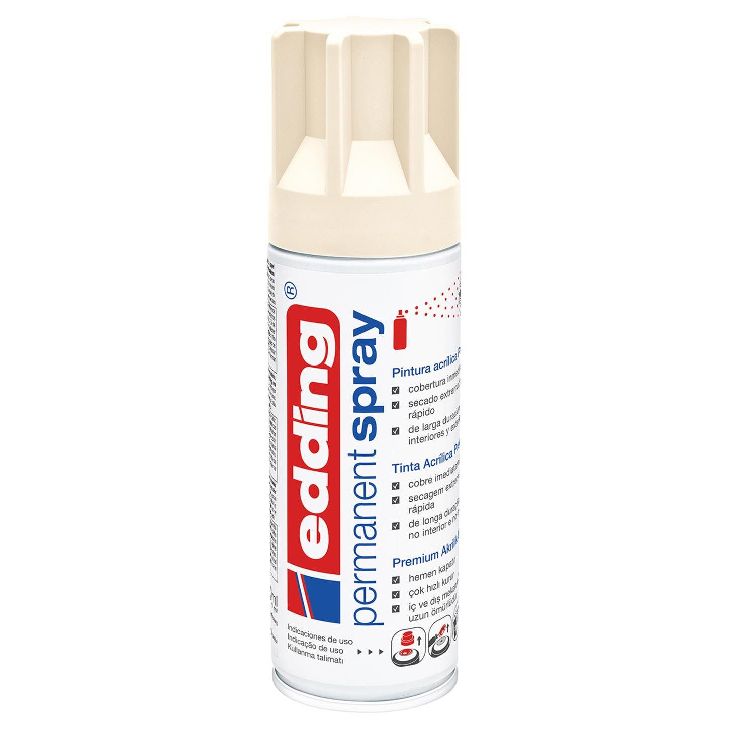 Edding 5200 Permanent Sprey Premium Akrilik Boya (200 ml) Açık Fildişi Mat