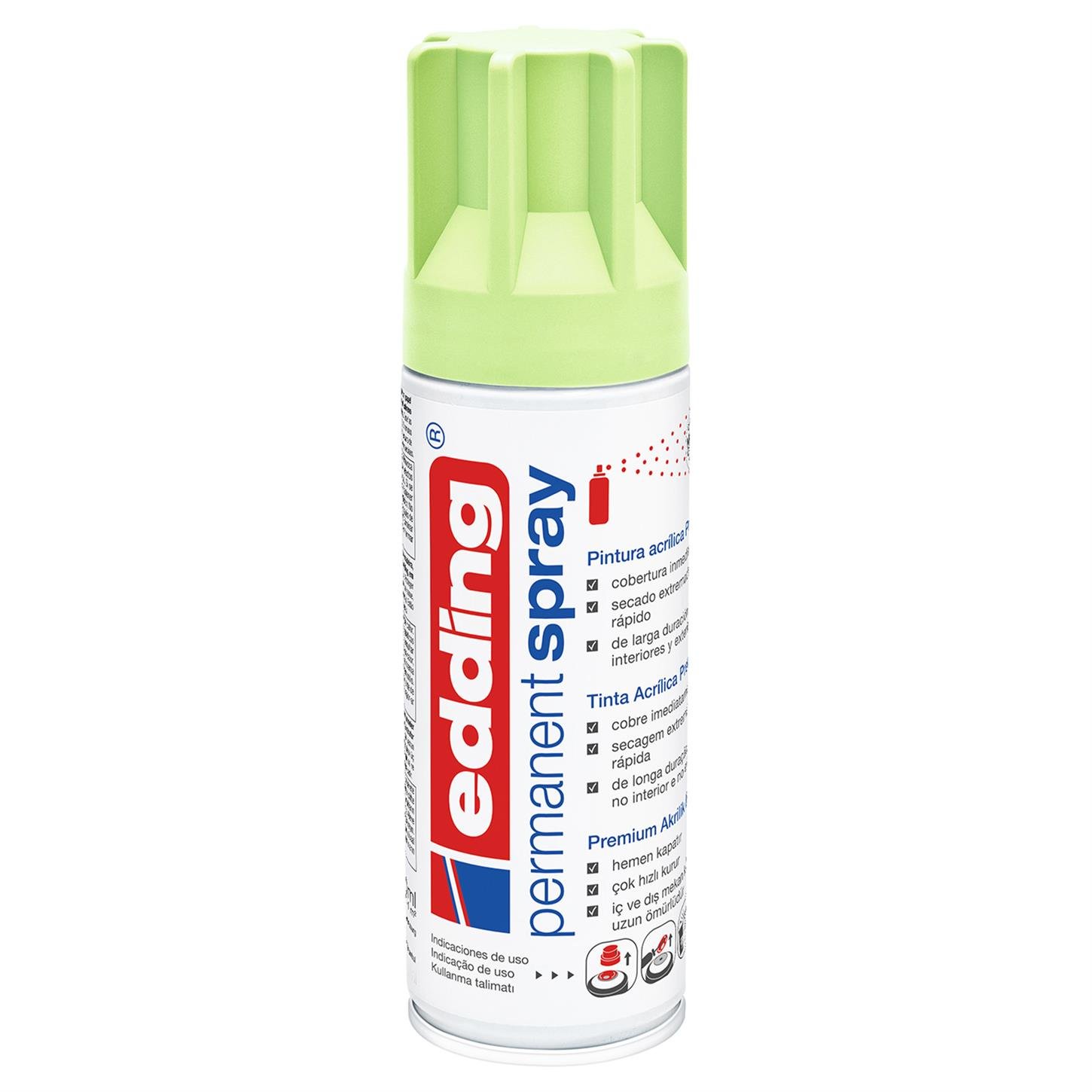Edding 5200 Permanent Sprey Premium Akrilik Boya (200 ml) Pastel Yeşil Mat