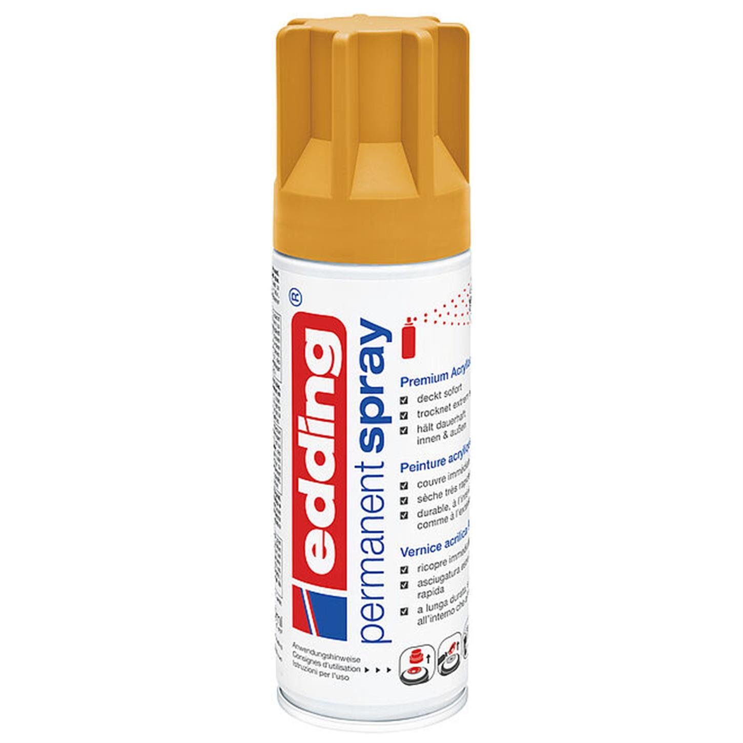 Edding 5200 Permanent Sprey Premium Akrilik Boya (200 ml) Parlak Kehribar Mat