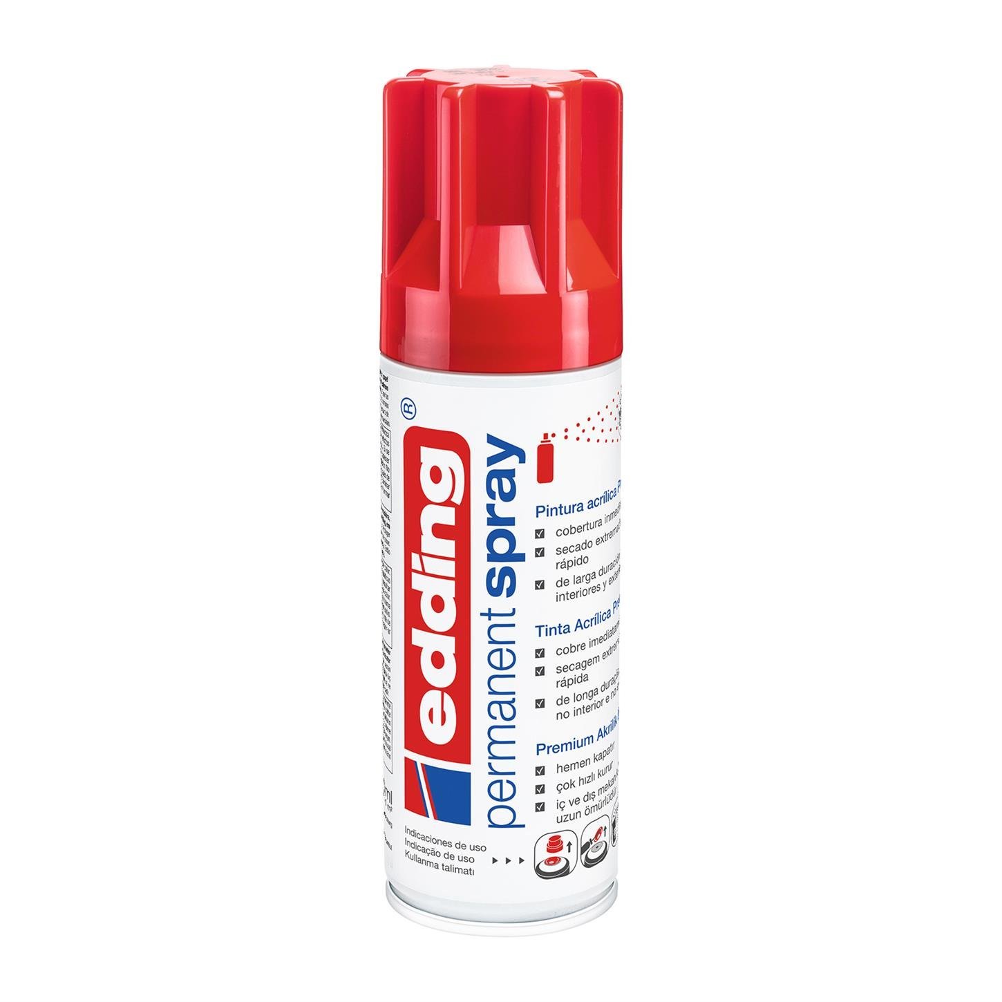 Edding 5200 Permanent Sprey Premium Akrilik Boya  (200 ml) Trafik Kırmızı Parlak