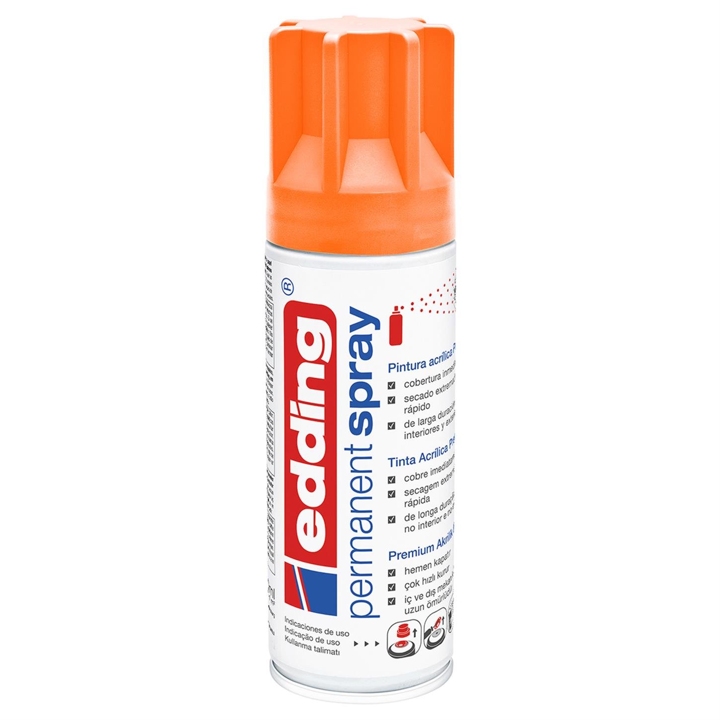Edding 5200 Permanent Sprey Premium Akrilik Boya (200 ml) Neon Turuncu