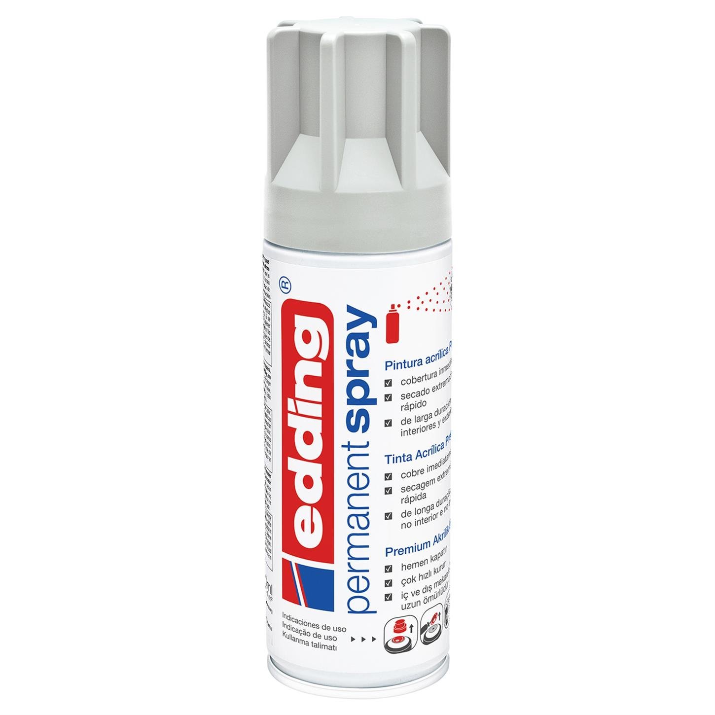 Edding 5200 Permanent Sprey Premium Akrilik Boya (200 ml) Açık Gri Mat