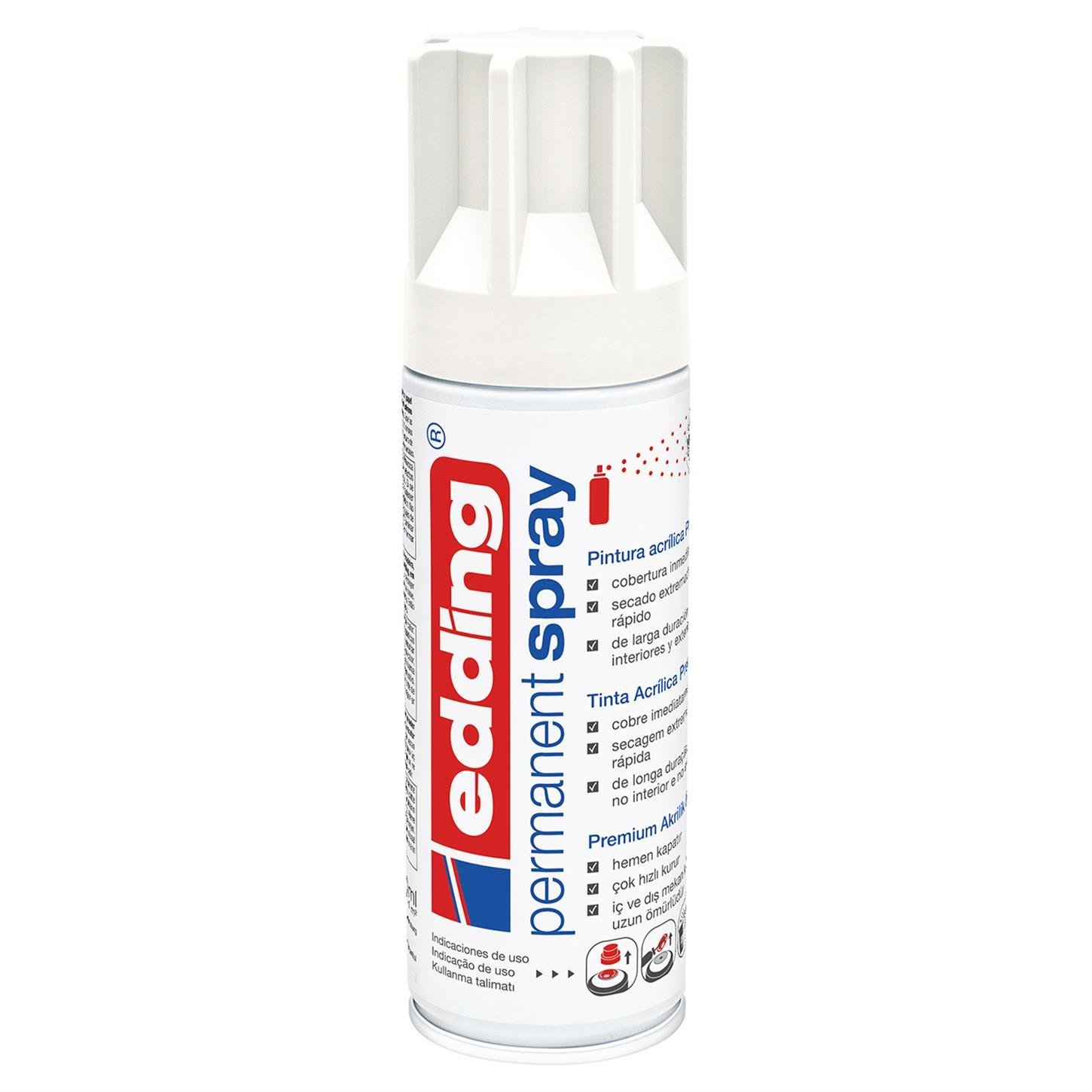 Edding 5200 Permanent Sprey Premium Akrilik Boya (200 ml) Trafik Beyaz Mat