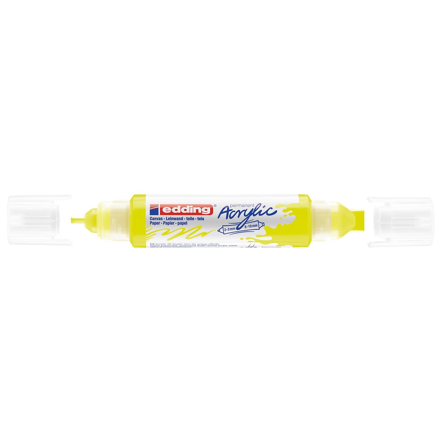 Edding 5400 Akrilik 3D Doubleliner Çift Uçlu Tüp  2-3 Ve 5-10 mm Fosforlu Sarı