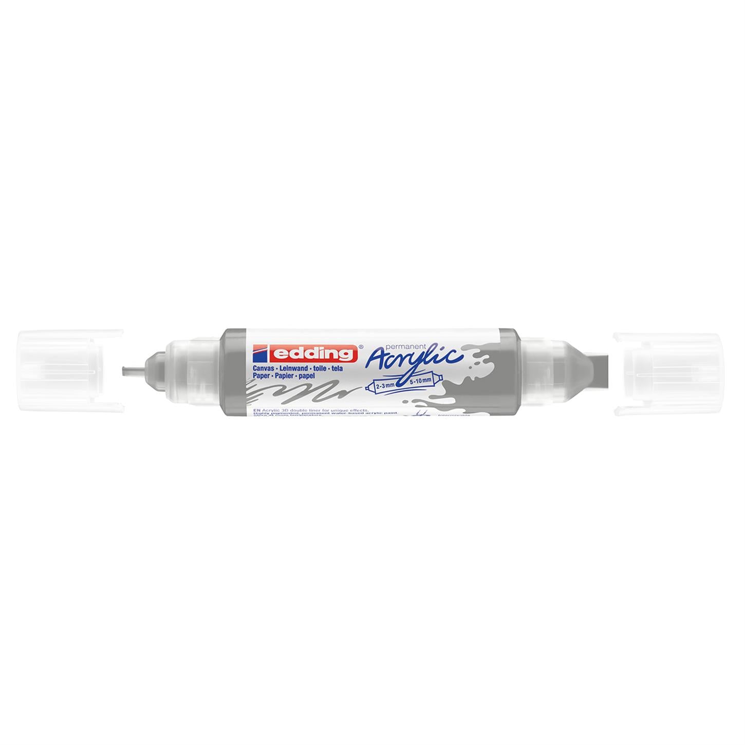 Edding 5400 Akrilik 3D Doubleliner Çift Uçlu Tüp  2-3 Ve 5-10 mm Gümüş Mat