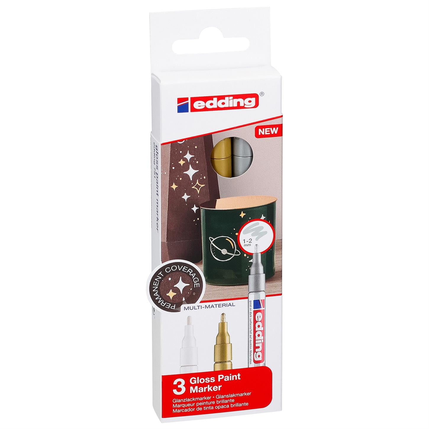 Edding 751 Hobi Sanat Kalemi Yuvarlak Uç 1-2 mm 3lü Set Metalik Karışık