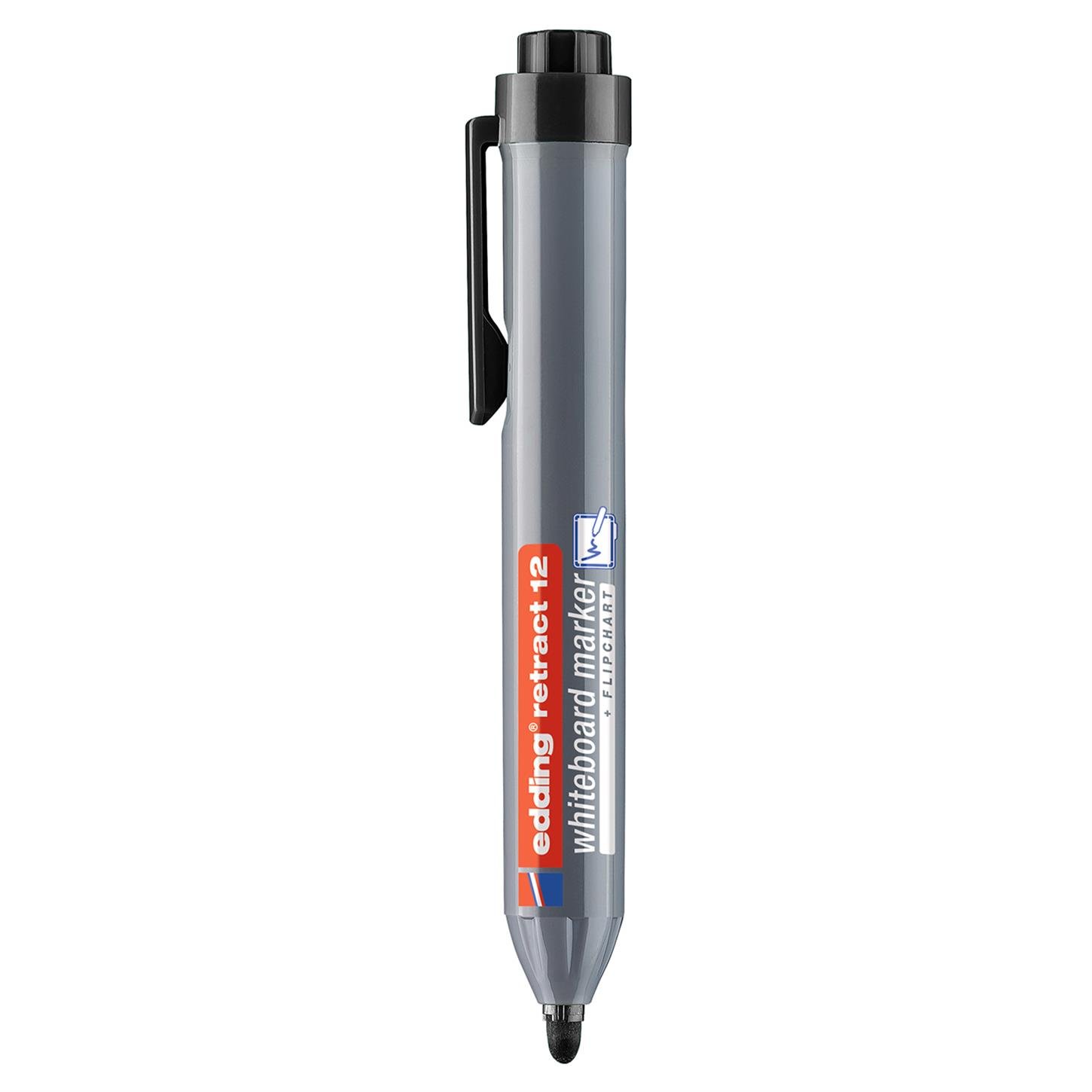 Edding Retract 12 Beyaz Yazı Tahtası Kalemi Yuvarlak Uç 1.5-3 mm Siyah
