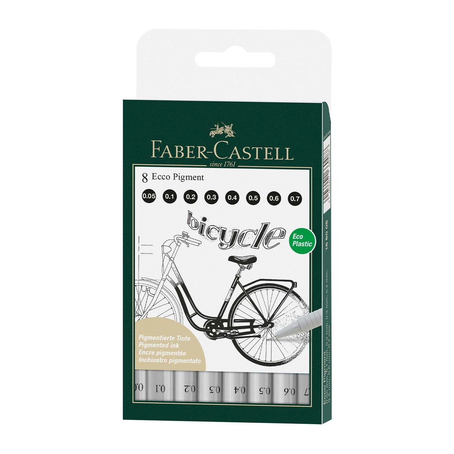 Faber Castel Ecco Pigment Çizim Kalemi, Siyah, 8li