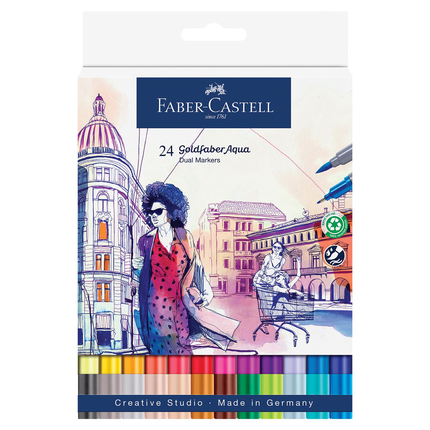 Faber Castel Goldfaber Aqua Çift Uçlu Sanatsal  Markör, 24lü