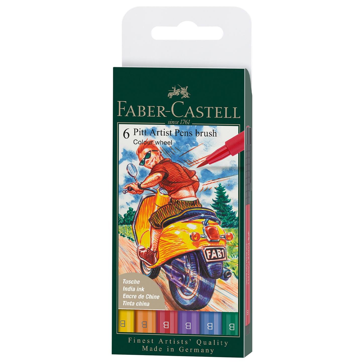 Faber Castel Pitt Artist Pen Fırça Uçlu Çizim Seti , 6lı, Renk Çarkı
