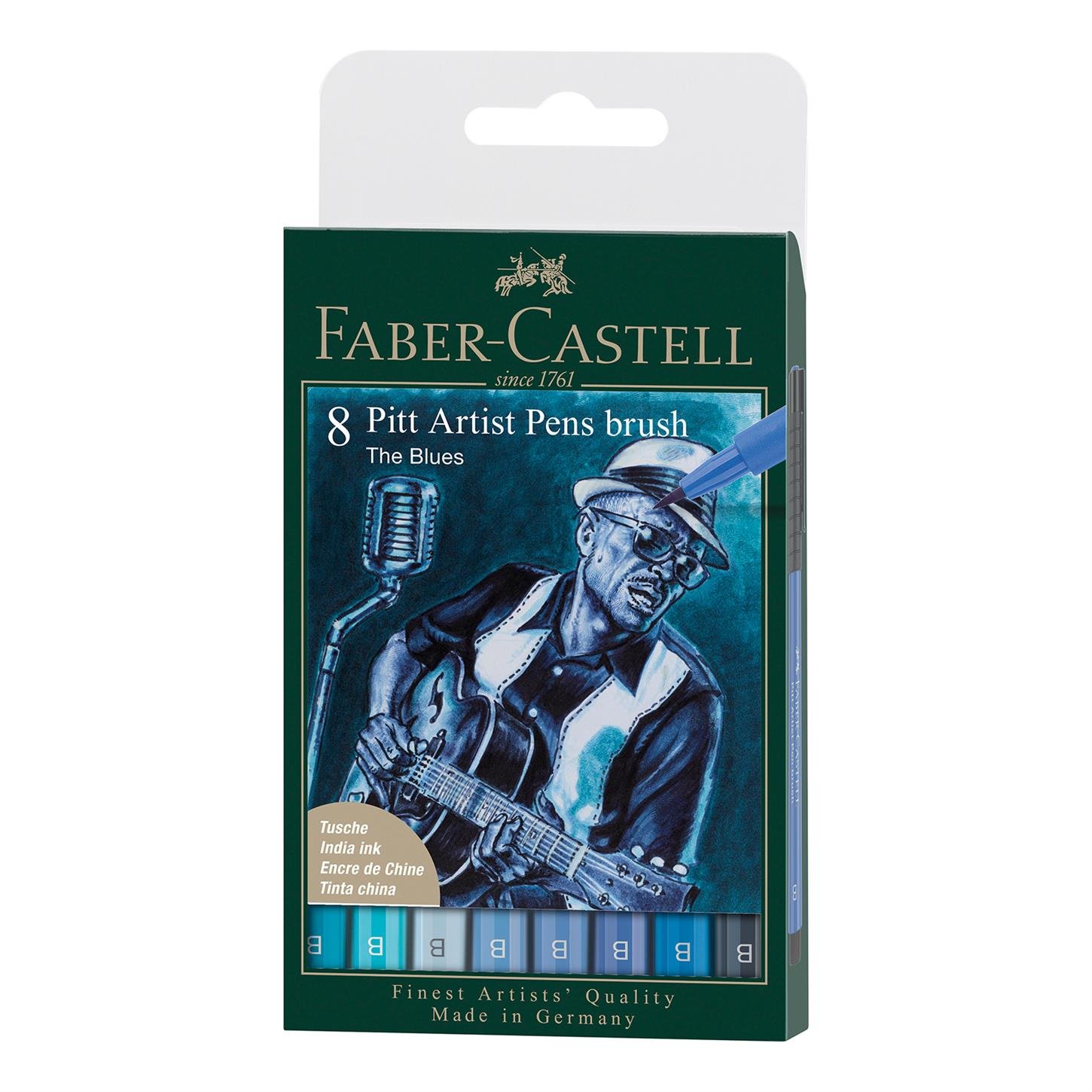 Faber Castel Pitt Artist Pen Fırça Uçlu Çizim Seti , 8li, Mavi Tonları