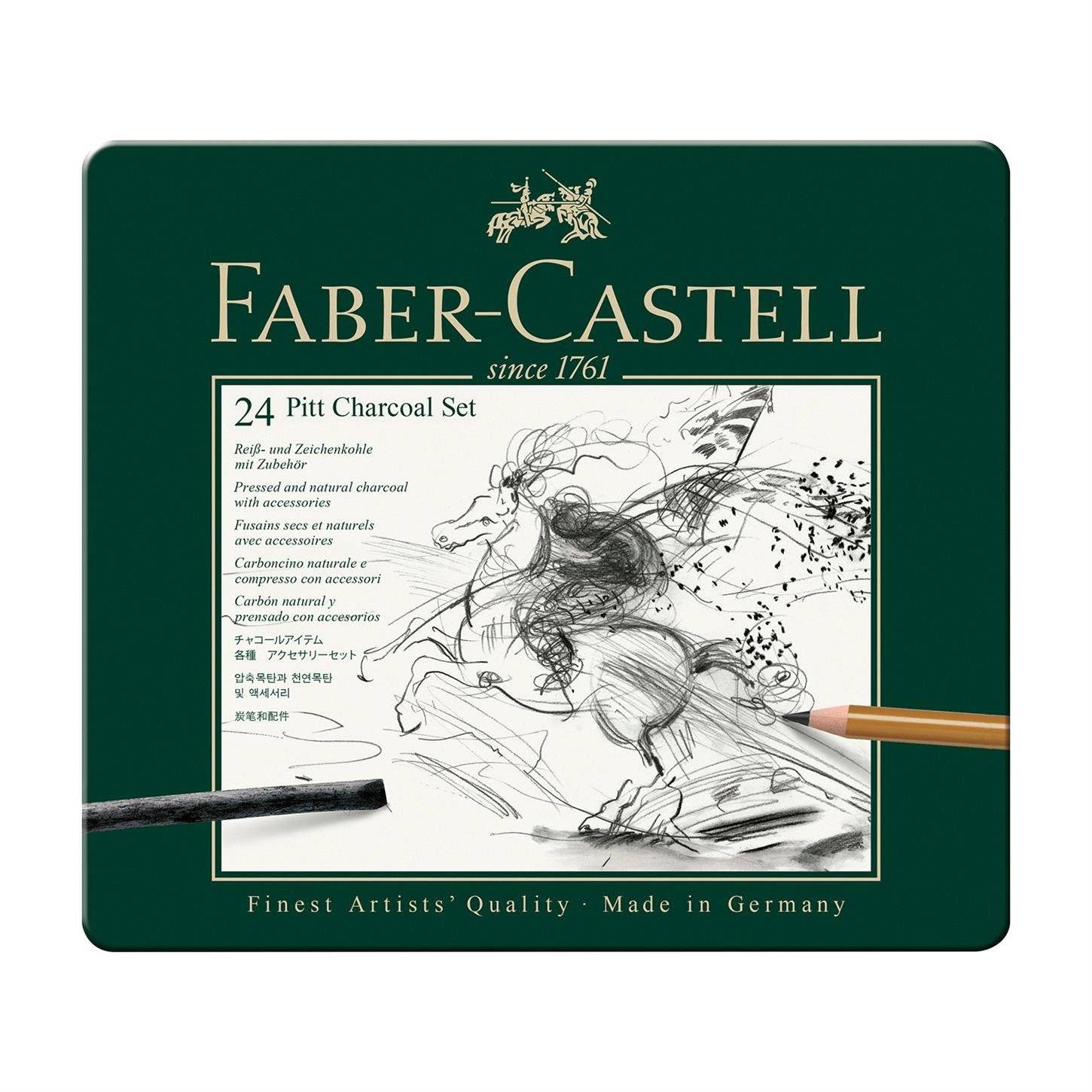 Faber Castel Pitt Monochrome İşlenmiş Kömür Seti,  24lü