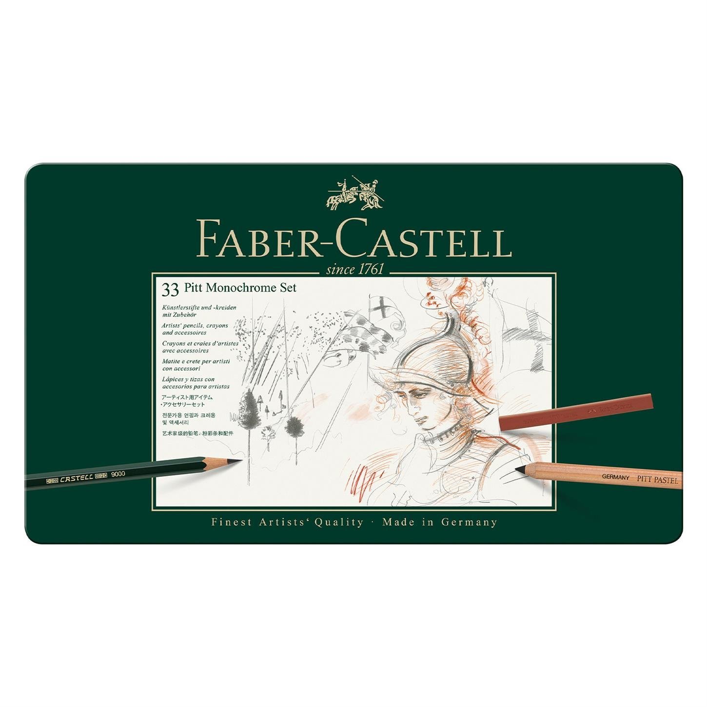 Faber Castel Pitt Monochrome İşlenmiş Kömür Ve  Çizim Seti, 33lü