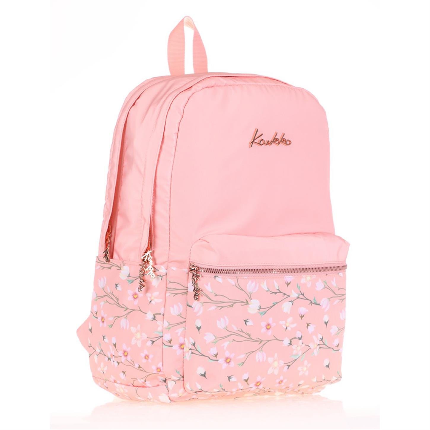 Kaukko Soft Floral Sırt Çantası, Somon