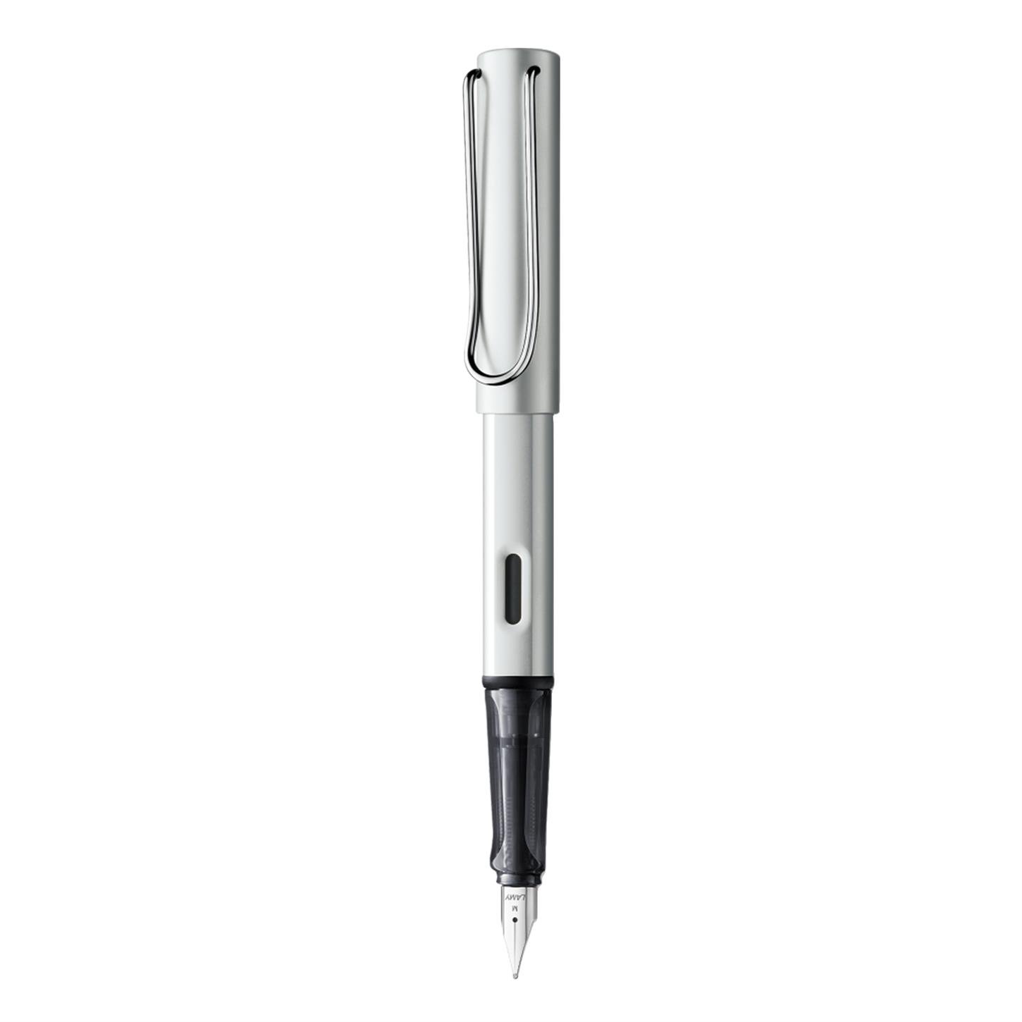 Lamy Al-Star Dolma Kalem, Alüminyum Gövde,  Ergonomik Grip, Parlak Çelik Uçlu, (F) Uç, Beyaz-G