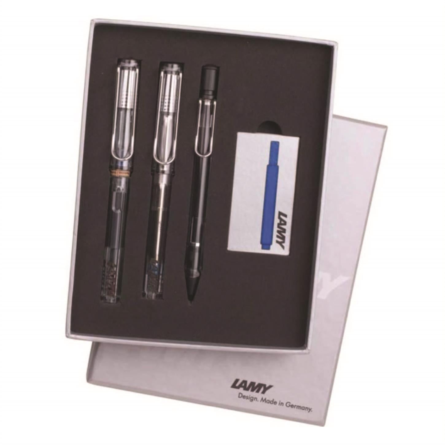 Lamy Safari Dolma + Roller + Versatil Kalem, 3'lü  Set, Vista Şeffaf