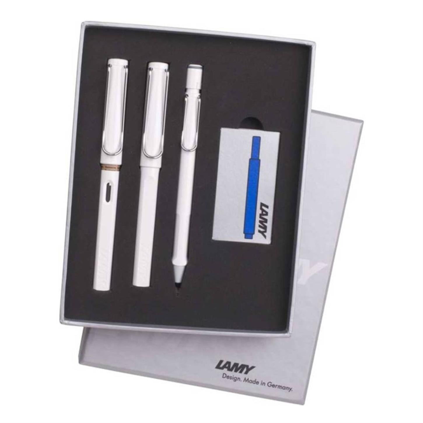 Lamy Safari Dolma + Roller + Versatil Kalem, 3'lü  Set, Parlak Beyaz