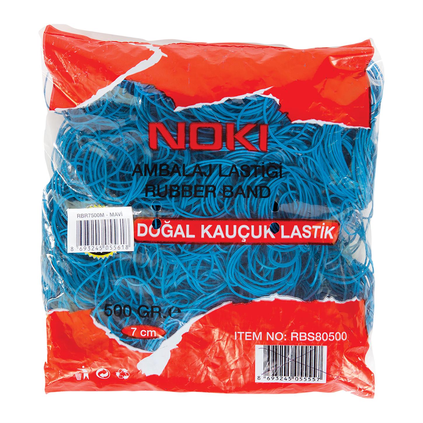 Noki Ambalaj Lastiği, %100 Kauçuk, 7 cm, 500 gr,  Mavi