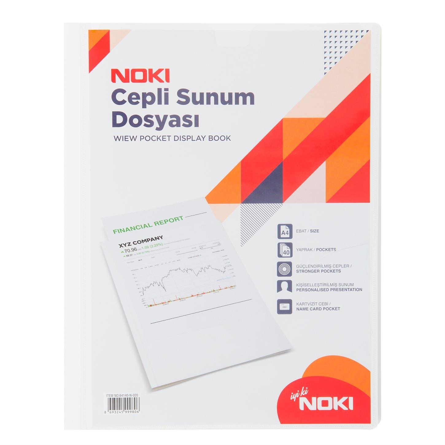 Noki Cepli Sunum Dosyası, 40 Yaprak, Beyaz