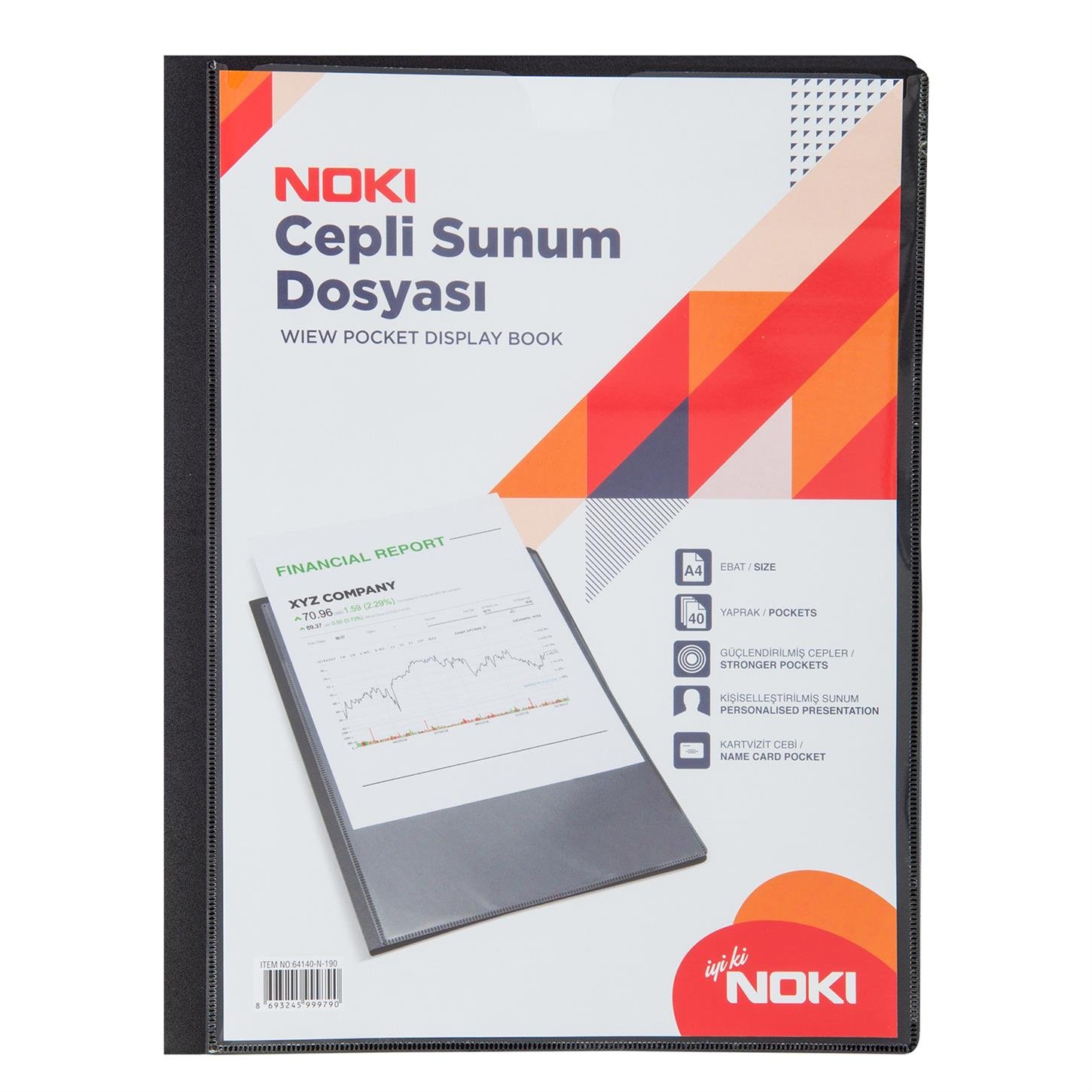 Noki Cepli Sunum Dosyası, 40 Yaprak, Siyah