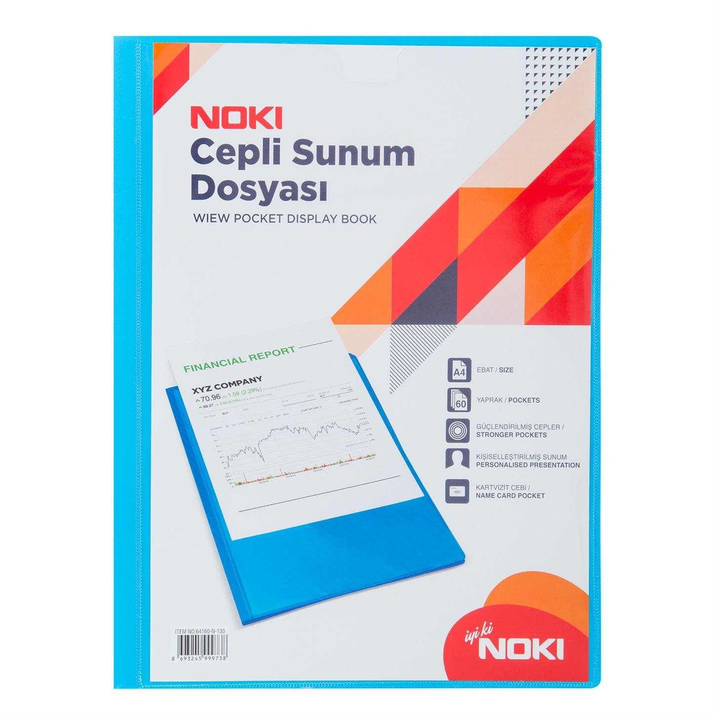 Noki Cepli Sunum Dosyası, 60 Yaprak, Mavi