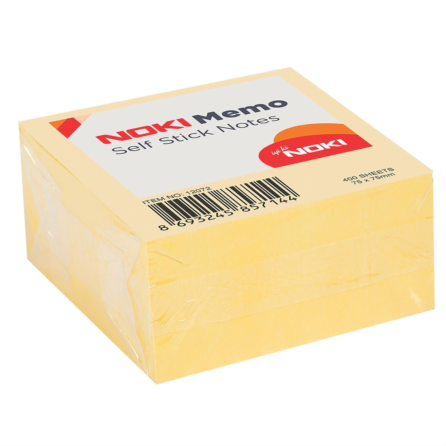 Noki Memo Yapışkanlı Küp Blok, 400 Sayfa, 75x75 mm Sarı